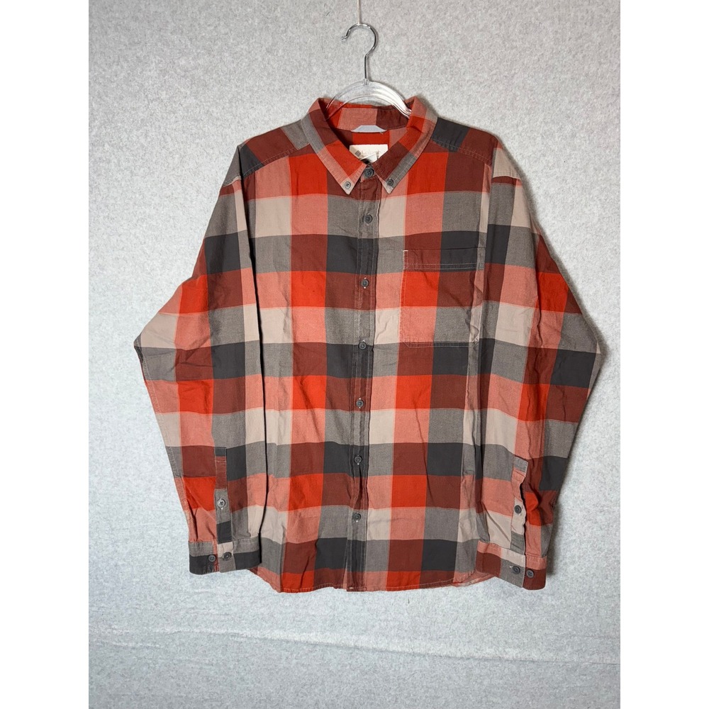 Columbia Shirt‎ Mens Large Rapid Rivers II Long Sleeve Orange Gray Plaid